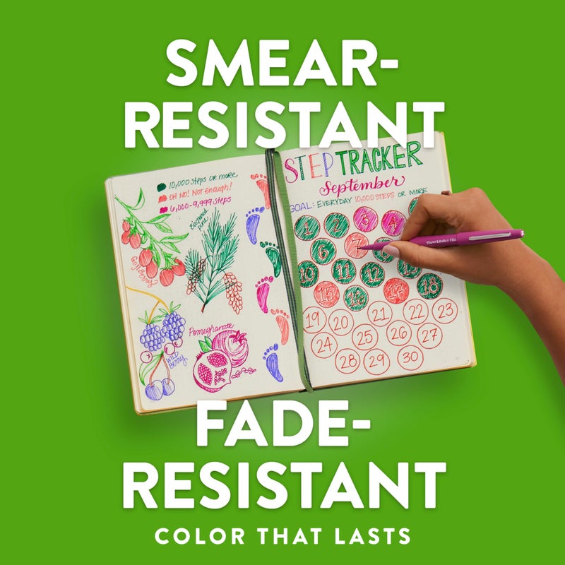 Paper Mate أقلام فيلر من بيبر ميت، طرف شعري، نقطة متوسطة (0.7 مم)، أسود، 36 قطعة - Image 5